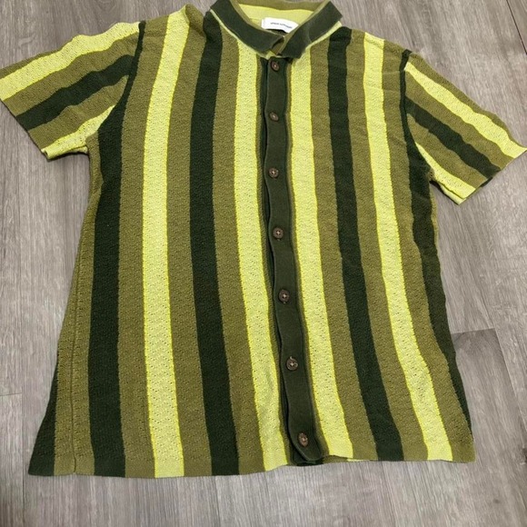 Urban Outfitters Other - UO Urban Outfitters men's knit green striped shirt button down woven